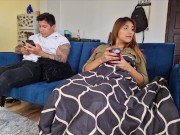 Caught Masturbating! My stepsister was putting a huge dildo in her pussy