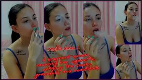 sofia love - A pregnant woman savoring her cigarette, exhaling the smoke gracefully and beautifully