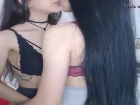 Latina lesbian cam girls kissing passionately