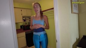 vika pee desperation and wetting shiny lycra spandex