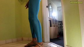 vika pee desperation and wetting shiny lycra spandex