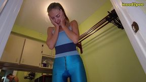 vika pee desperation and wetting shiny lycra spandex