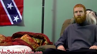 Red hair convict chris prepares his penis for a blowjob