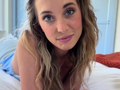 Naughty young babe teases stepbro and enjoys his hard cock