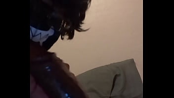 Femboy deepthroating a dildo