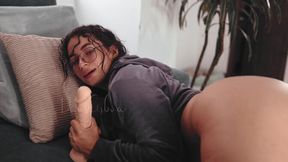 Latina GF gives a wet and sloppy blowjob
