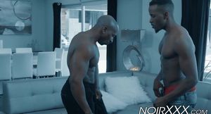 Hunky ebony dudes Pheonix Fellington and Max Konnor booty bang