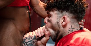 Football players enjoying interracial locker room fucking