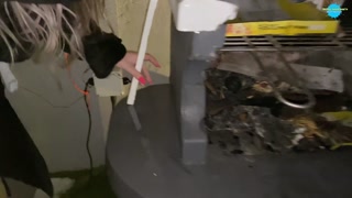 Street girl humiliated into fucking Herself with a wood saw!!