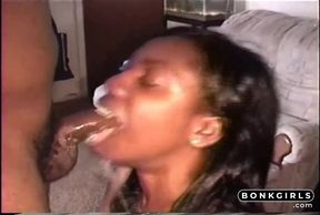 Amateur Black Blowjob with Deepthroat & Cumblast