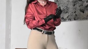 Rachel Wears Riding Breeches, Gloves and Thigh High Boots! HD-avi