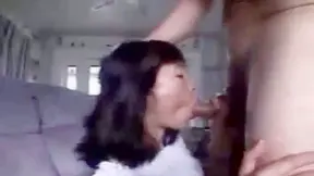 Asian Amatuer Girlfriend Takes Deep Throat from Big White Cock