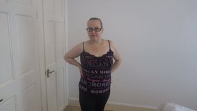 MILF strips in leggings and top