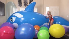 5MM MASSIVE INFLATABLE WHALE & BALLOON DESTRUCTION! LESBIAN SEX & SQUIRTING-HD version