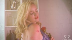 Aesthetic hottie Charlie Forde nicely plays with her wet shaved pussy