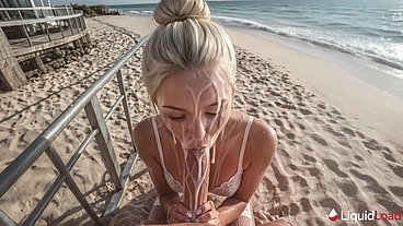 A blonde on the beach takes deep sex and enjoys every second.[AI]