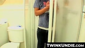TwinkUndie.com - Pretty twink's undies shower jerk off and powerful cumshot