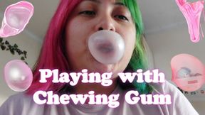 Playing with a large piece of chewing gum Part 2