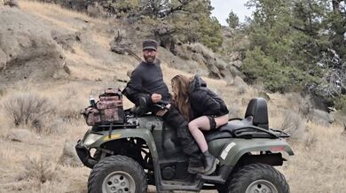 18yo in fishnets boots teases rough missionary climax outdoors no condom