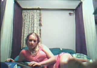 Webcam session with one young curvy haired girl, she rubbed her clit