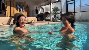 Kiki Evelin Ready to Hire Sweaty Pool Dbl Sided Dildo Fuck