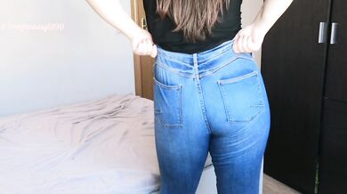 Tight jeans stretch as unleashes wet farts in solo solo