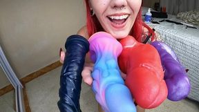 my anal ride, with my 4 different dildos, which do you prefer, the big one or the huge one?