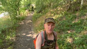 Camo harness and jock try-on outdoors
