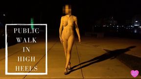 Public nude walk in high heels