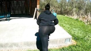 Cougar View Through Spandex Outdoors Ass Workout