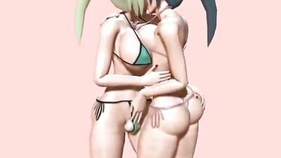 Hot babes get their tight holes drilled by horny dickgirls in a wild DP session