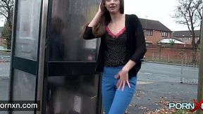 Skinny Leyla Flashes Shaved Pussy in Public Reality Romp