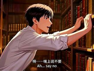 Aperture Moe glasses glamorous woman , the intimate study session in the library.Super temptation.Movie scene three. AI-generated