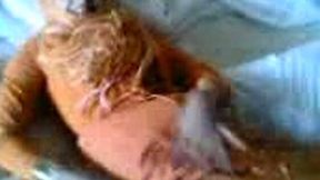 Beautiful woman in scarf takes cock in her fresh and clean pussy