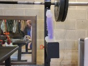 Riding big dildo to multiple anal orgasms