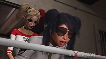 Lesbian sex with strapon. Harley Quinn plays with a female prison officer in the prison