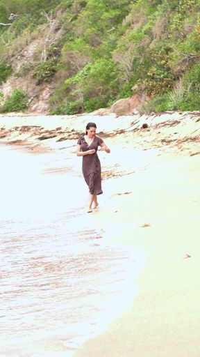 Stripping down and running at the beach