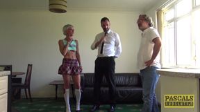 Submissive British bimbos mouth and pussy rough disciplined