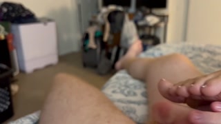 Her Gorgeous Toes and Soles All Over My Ginger Cock Footjob Solejob
