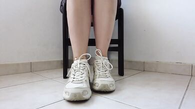 White Ankle Socks And New Balance Destroyed By Foot Gushing Amateur HD