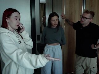 Step Mama and Step Sister Share Daybed with Step Son in Wild Hotel Screw