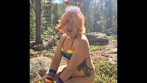 Bikini Femboy Strips and Urinates in Picnic Area