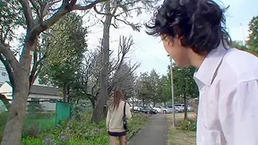 Busty Japanese college girl receives a hard cock in her hairy pussy