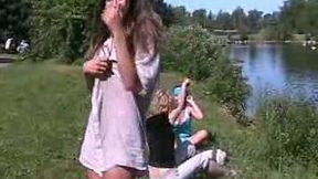 Nice flash and pussy play in public by my college friend