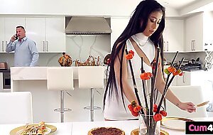 Jade kush lets stepbro feast on her breast and thighs for thanksgiving