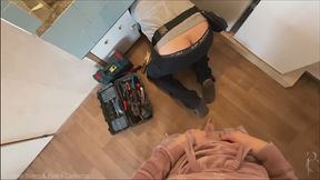 PIPE FIXING GONE WRONG! He doesn't expect my cock