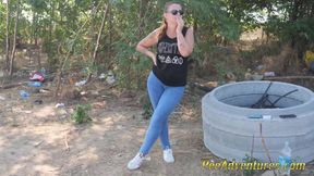 Chubby Tattoed Girl Desperate to Pee Wet Herself and Pipi in Her Jeans While Doing Her Fitness