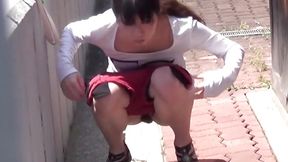Japanese girls caught urinating outdoors by a lucky stalker