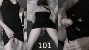 Heteroflexible K crossdressing 101: slender fit older hung transvestite cum on black dinner dress custom