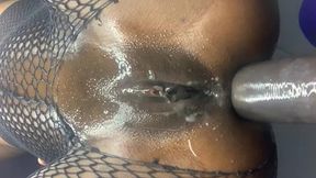 having anal and pussy fucking on a standing